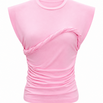 Light Pink Twist Front Ruched Sleeveless Fitted Top