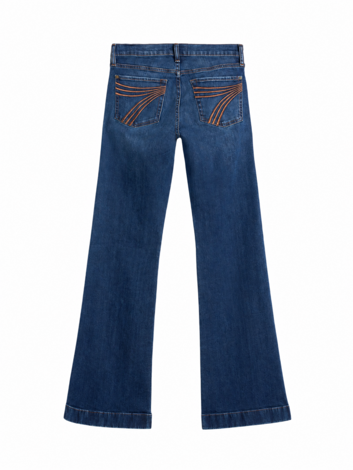 Dark Indigo High-Rise Wide-Leg Flare Jeans