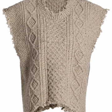 Beige Sleeveless Cable-Knit Sweater Vest