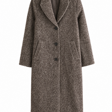 Grey Herringbone Longline Coat