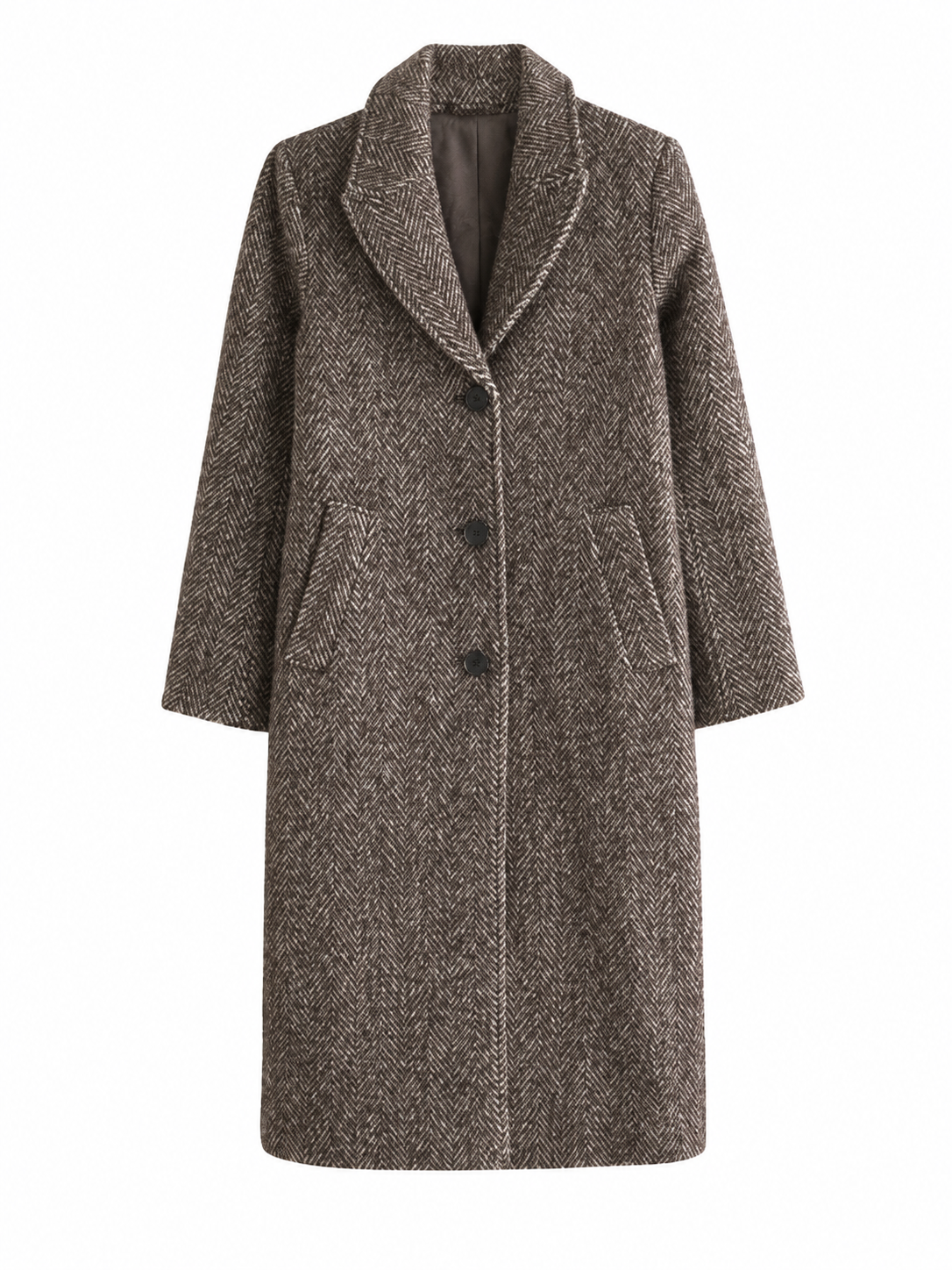 Grey Herringbone Longline Coat