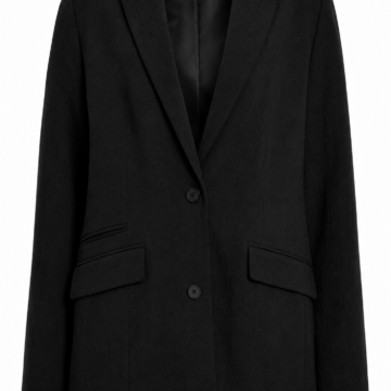 Black Longline Coat with Notch Lapel