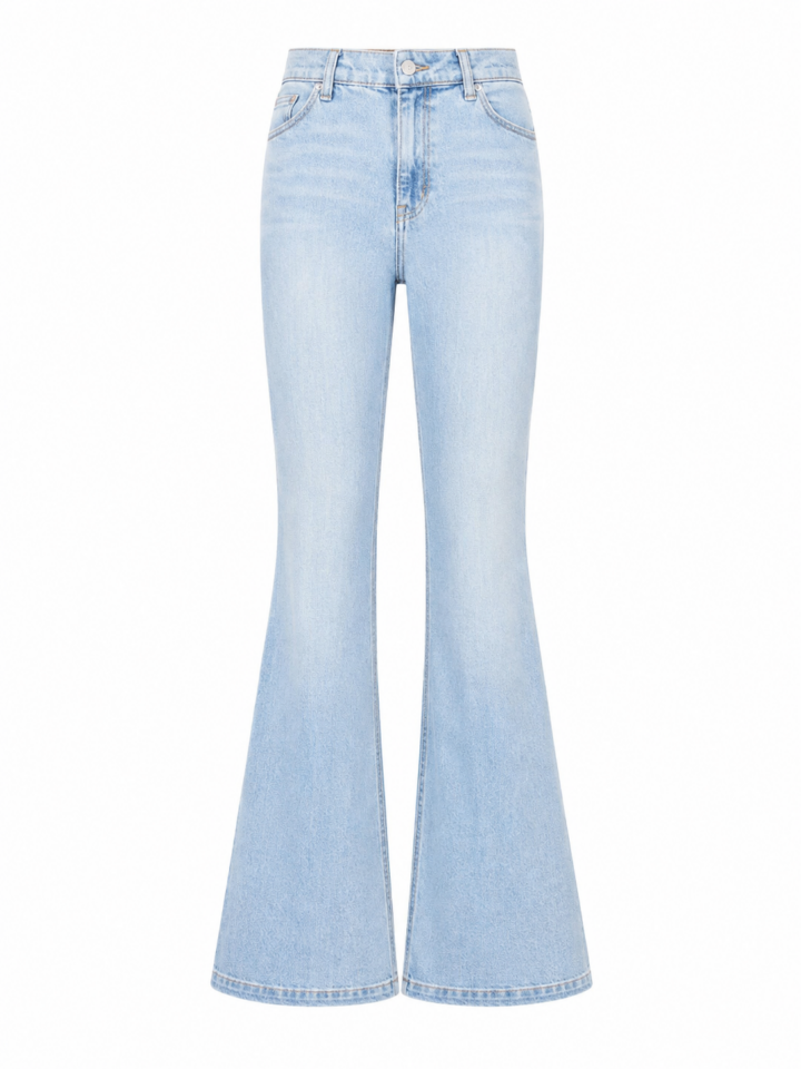 Light-Wash Blue High-Rise Flared Jeans