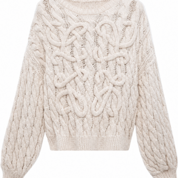 Off-White Cable Knit Crewneck Sweater