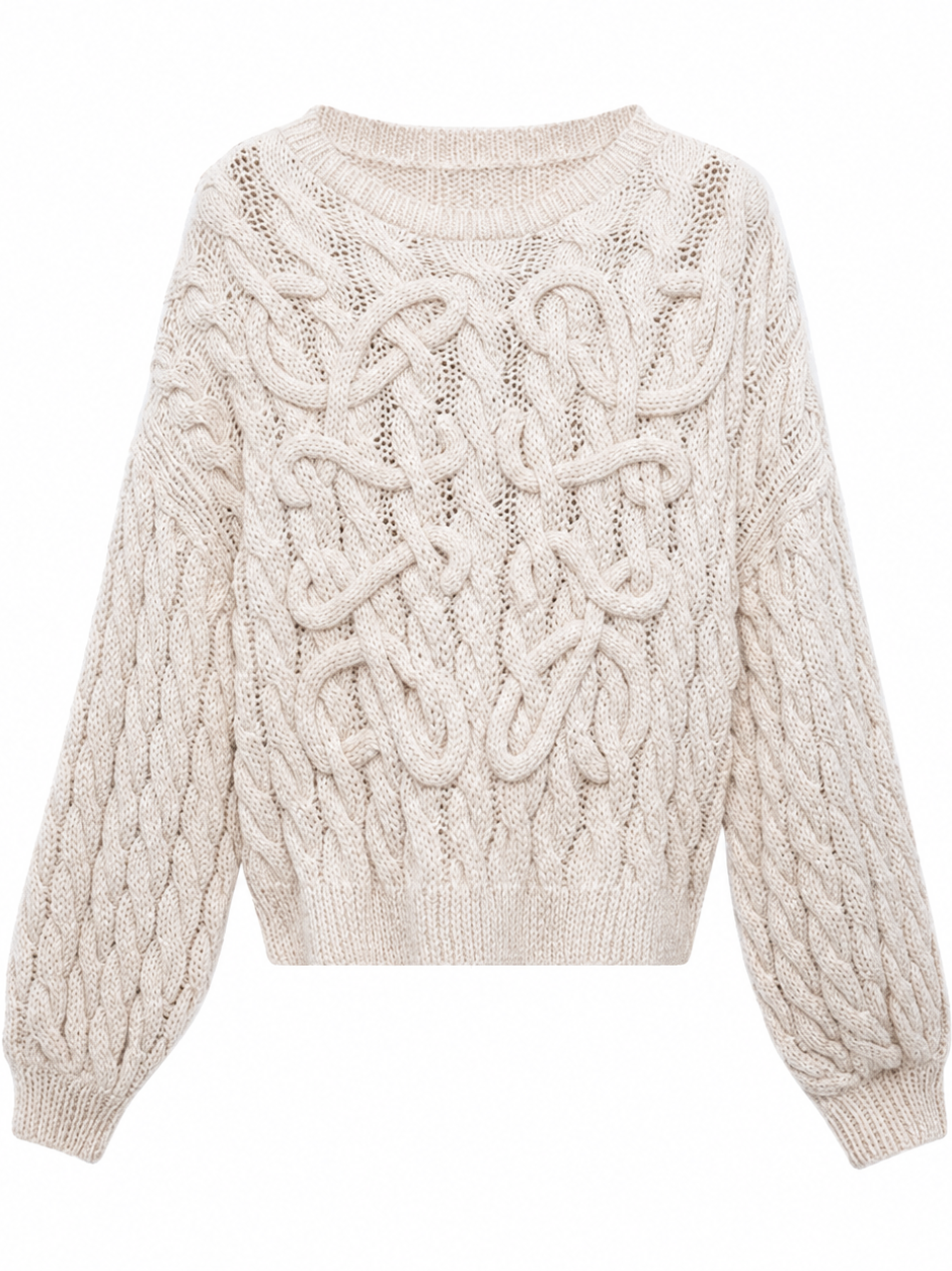 Off-White Cable Knit Crewneck Sweater