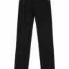 Black High-Rise Straight-Leg Jeans with Detachable Buckle Strap