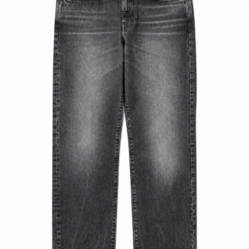 Faded Grey-Black Straight-Leg Jeans with Whiskering