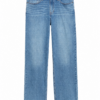 Medium-Wash Blue High-Rise Straight-Leg Jeans