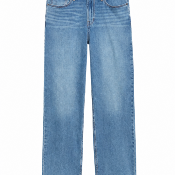Medium-Wash Blue High-Rise Straight-Leg Jeans