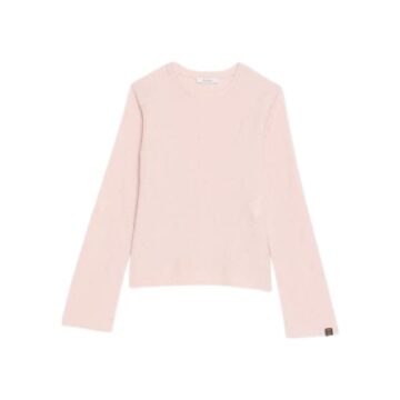 Pale Pink Crew Neck Knit Sweater